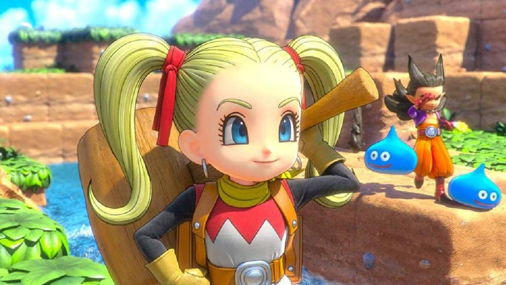 O protagonista do Dragon Quest Builders 2 segura um martelo