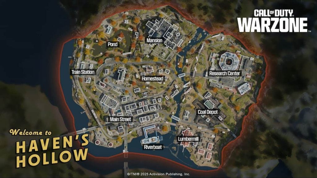 Mapa de ressurgimento oco de Haven em Warzone