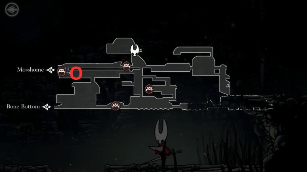 Localização de Shakra na medula em Hollow Knight Silksong