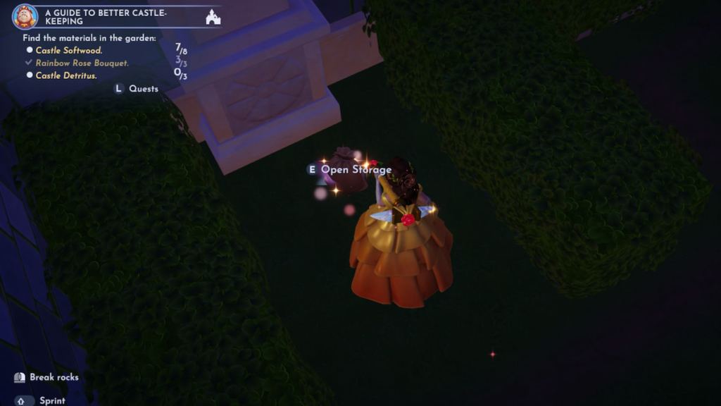 Sack de detritos do castelo no Disney Dreamlight Valley