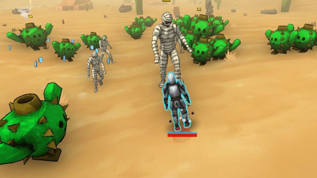 Cacto em torno de Sir Oofie no deserto