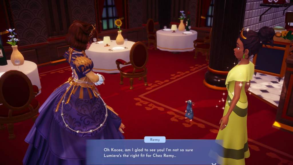 Conversando com Remy e Tiana no Disney Dreamlight Valley
