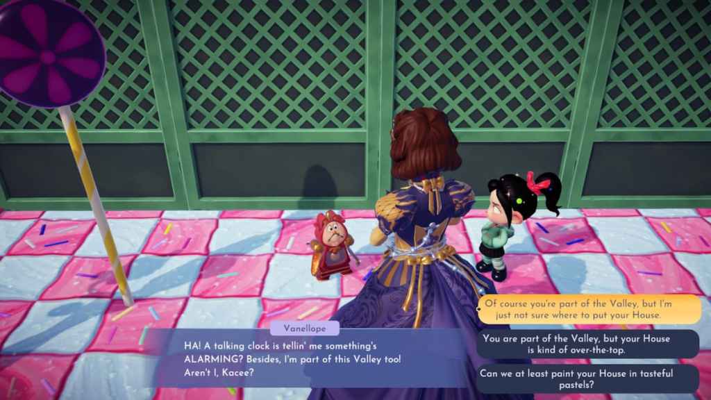 Conversando com Vanellope e Cogsworth em DDV