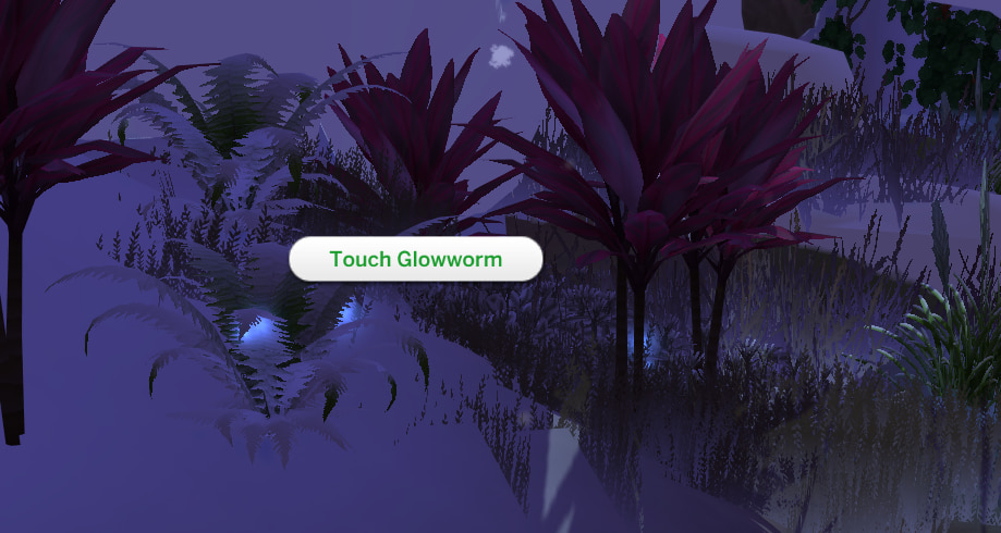 Esta captura de tela do Sims 4 mostra o prompt para os usuários tocarem em uma minhoca.