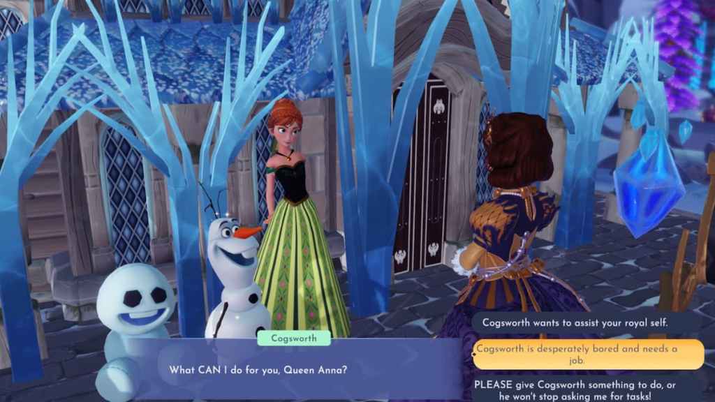 Conversando com Anna sobre Cogsworth em DDV