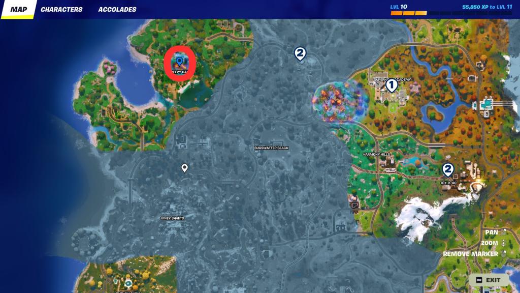 Localização de Jason Voorhees em Fortnite