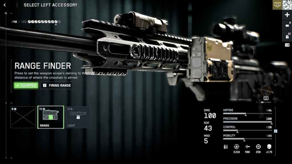 Acessório Range Finder para atirador em BF6.