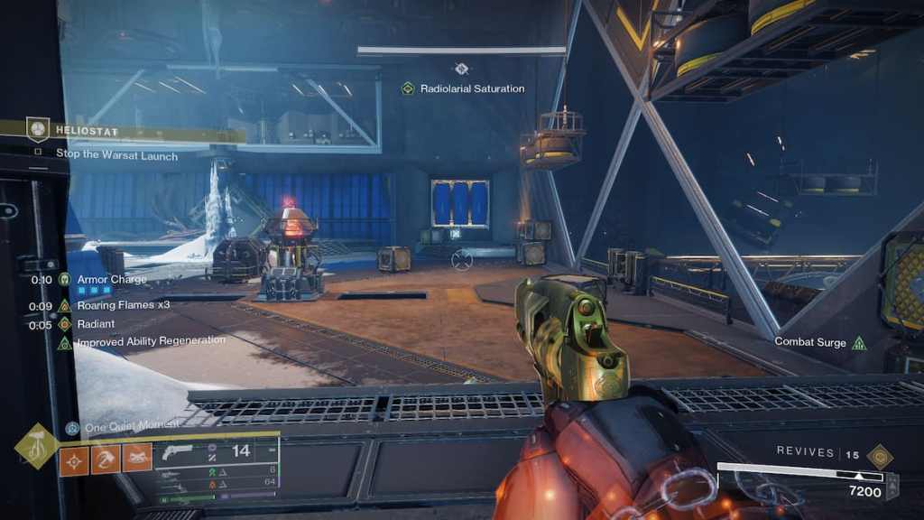 Um nó Vex em formato quadrado na parte de trás da sala do chefe no Heliostat em Destiny 2.