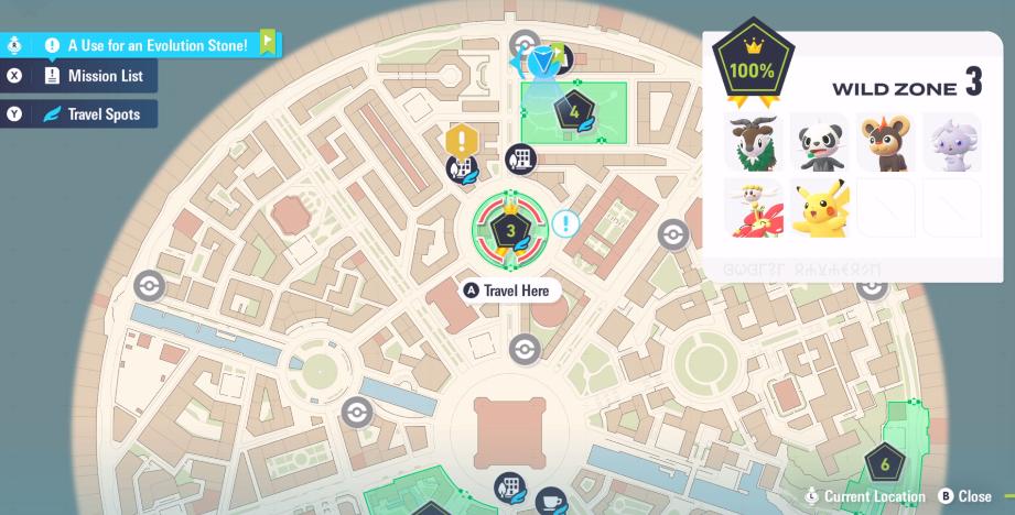 Localização do Pikachu em Legends ZA