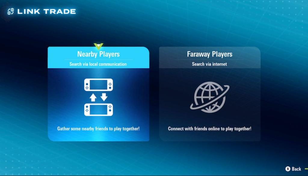 Menu Link Trade em Pokémon Legends: ZA