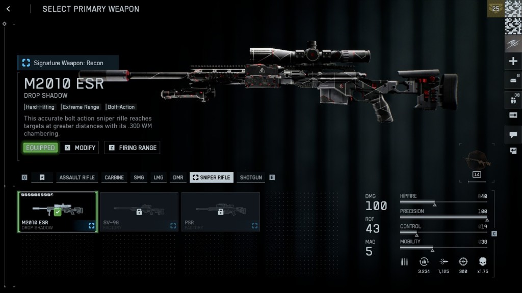 O rifle de precisão M2010 no Battlefield 6.