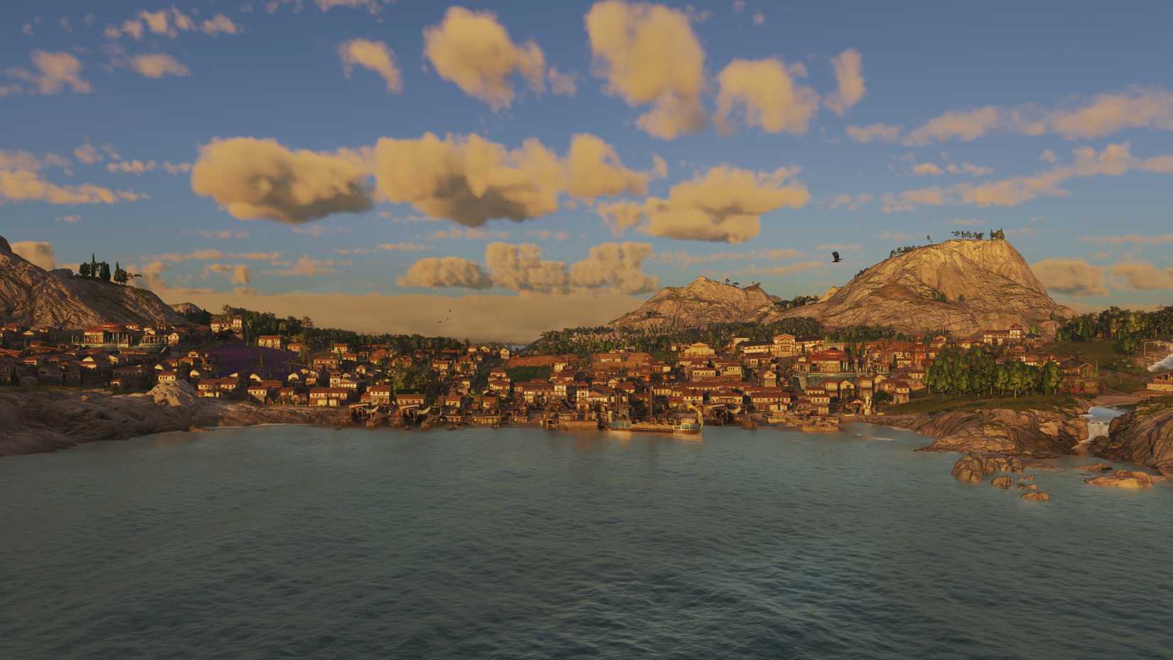 Uma cidade romana ao pôr do sol em Anno 117: Pax Romana.