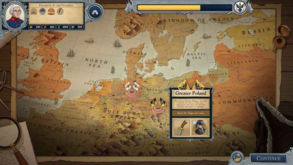 O mapa da campanha destacando a Grande Polônia em Master of Command.