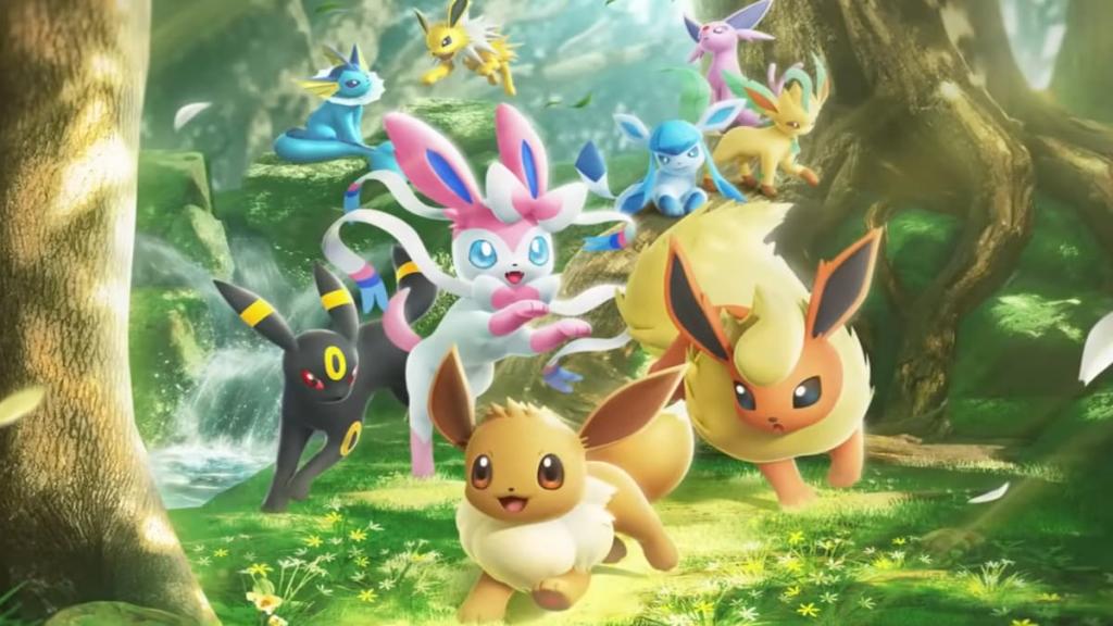 Arte promocional da expansão Eevee Grove no Pokémon TCG Pocket