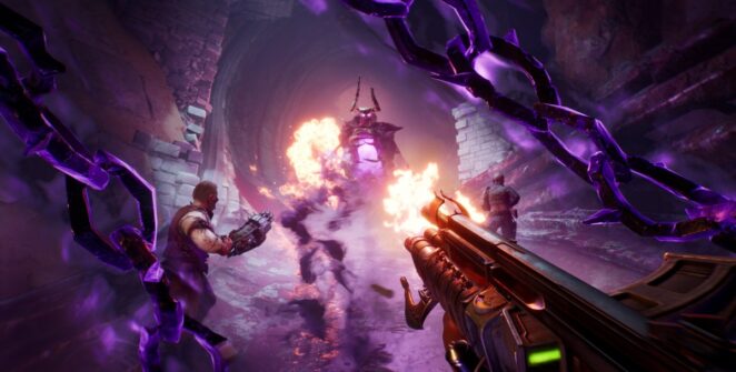 Jogadores enfrentando um chefe demoníaco em Painkiller