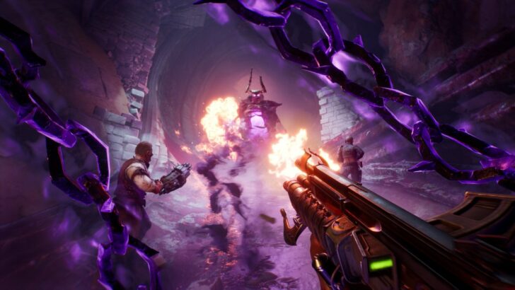 Jogadores enfrentando um chefe demoníaco em Painkiller