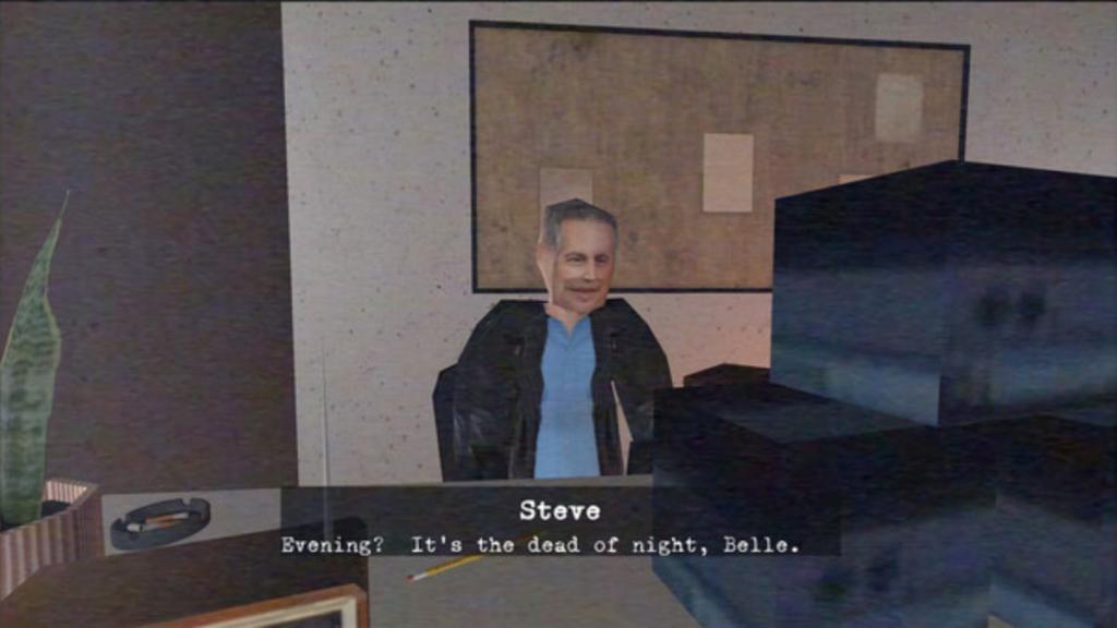 Steve dizendo a Belle que já é noite