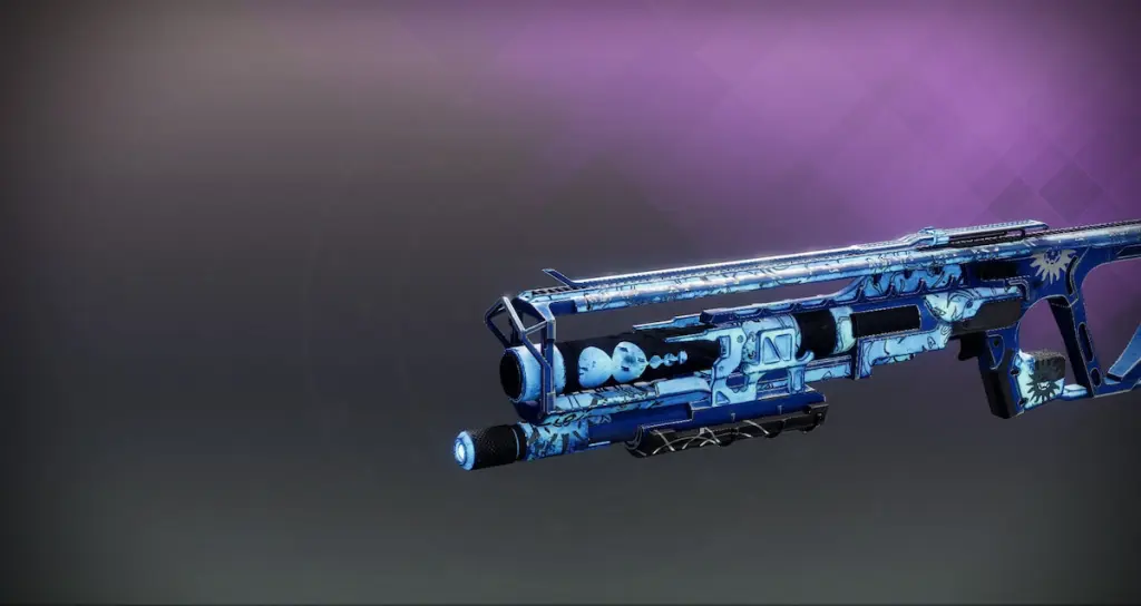 A espingarda Arcane Embrace como um drop T5, com o brilho azul gelado.