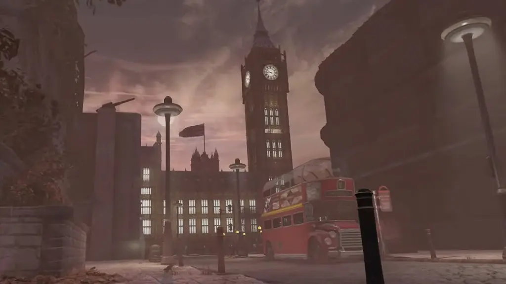 O big ben em uma Londres em ruínas em Fallout: London.