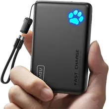 Banco de potência Iniu 10.000mAh 45W com cabo USB tipo C removível