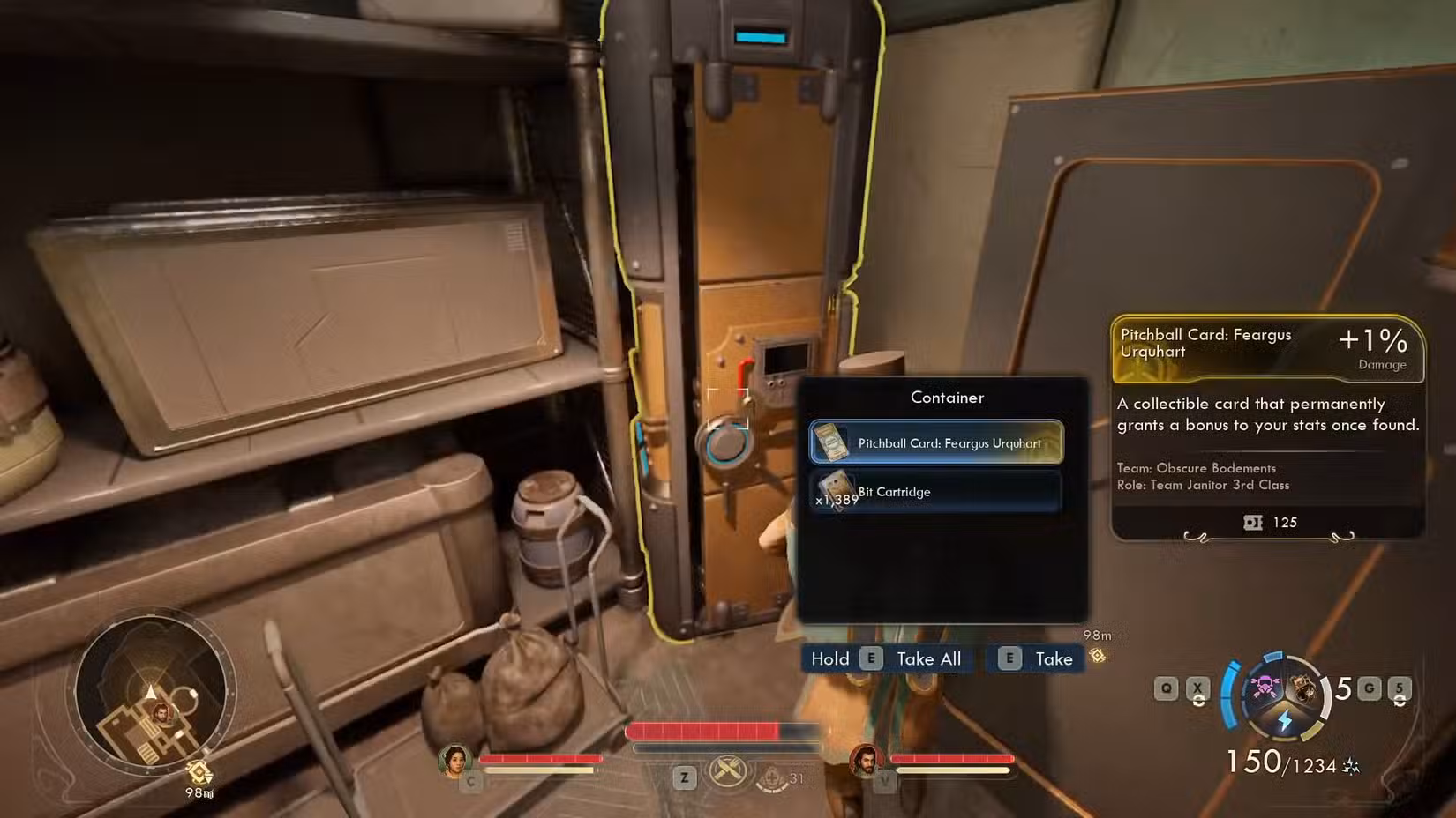 Uma captura de tela de The Outer Worlds 2 mostrando os itens que os jogadores podem encontrar em um contêiner depois de resolverem o quebra-cabeça do Observatório
