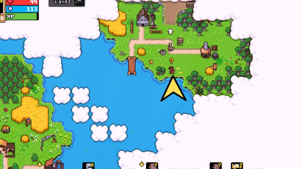 O Jester com um ponto de interrogação na cabeça em Super Fantasy Kingdom