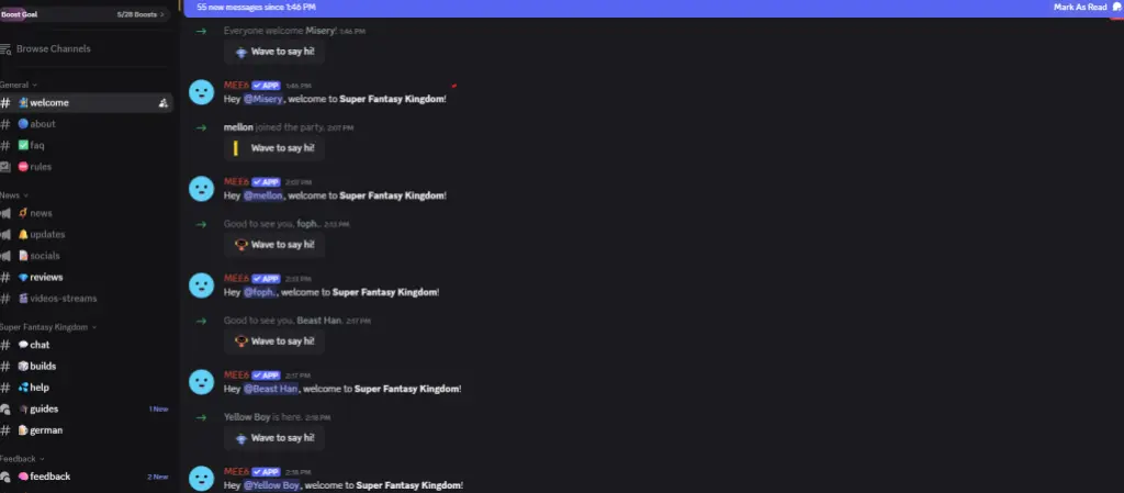 Discord oficial do Super Fantasy Kingdom