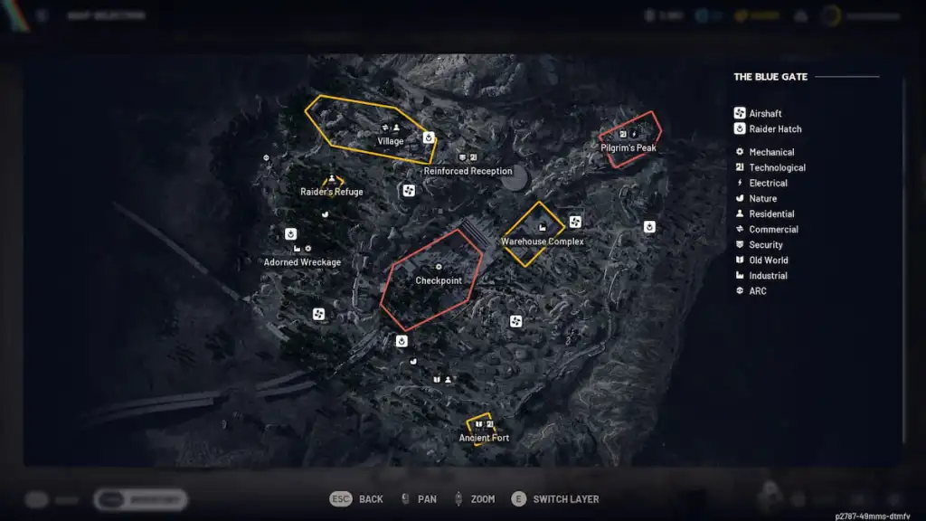 O mapa aéreo tático do Blue Gate ARC Raiders