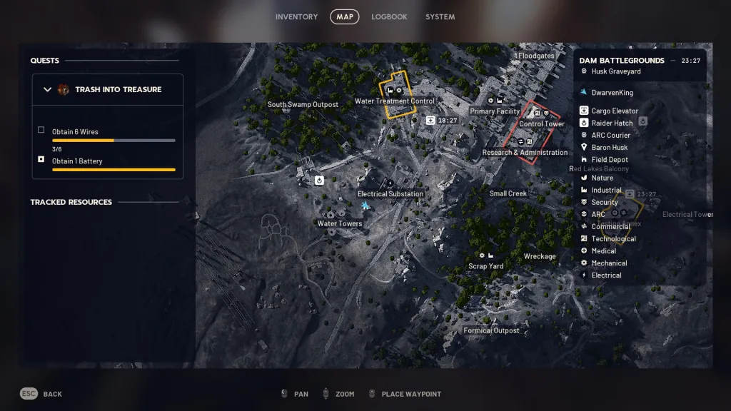 Uma imagem do mapa em ARC Raiders.