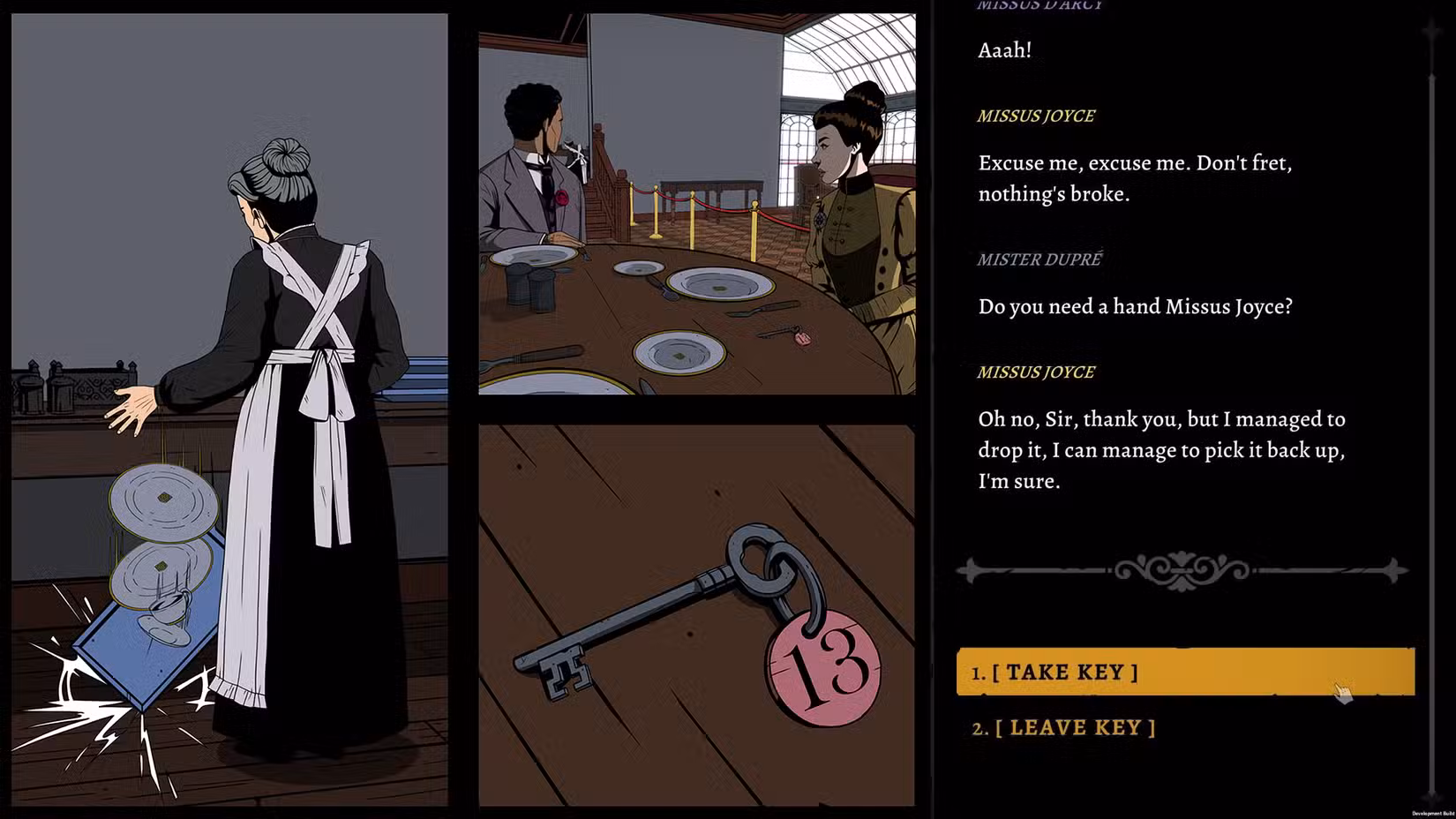 Um personagem se prepara para roubar uma chave em The Seance of Blake Manor.