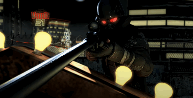 Uma captura de tela da introdução de Fallout: New Vegas