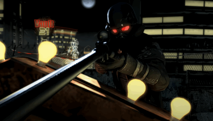 Uma captura de tela da introdução de Fallout: New Vegas