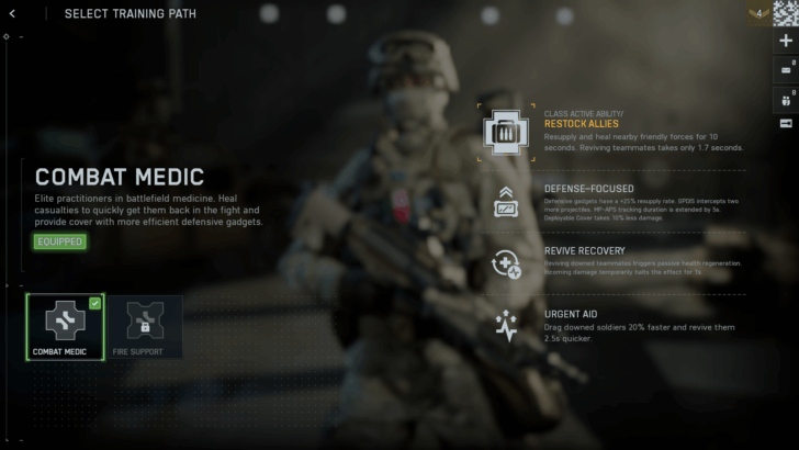 Especificação do Combat Medic no Battlefield 6