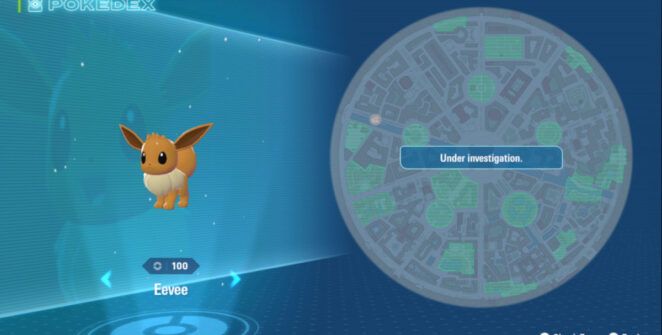Um menu mostra as informações do Pokémon Eevee em Pokémon Legends: Za