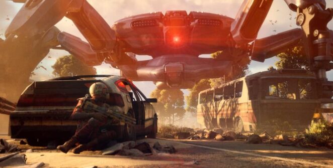 ARC Raiders se escondendo do tanque ARC gigante