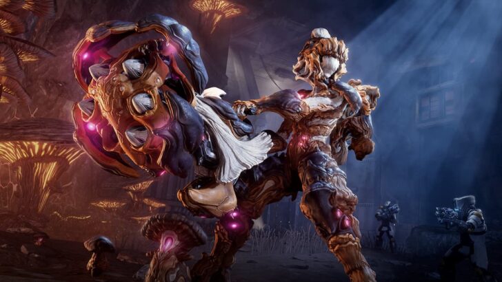Nokko, o Warframe baseado em Cogumelo, carrega sua assinatura Arbucep Archgun.