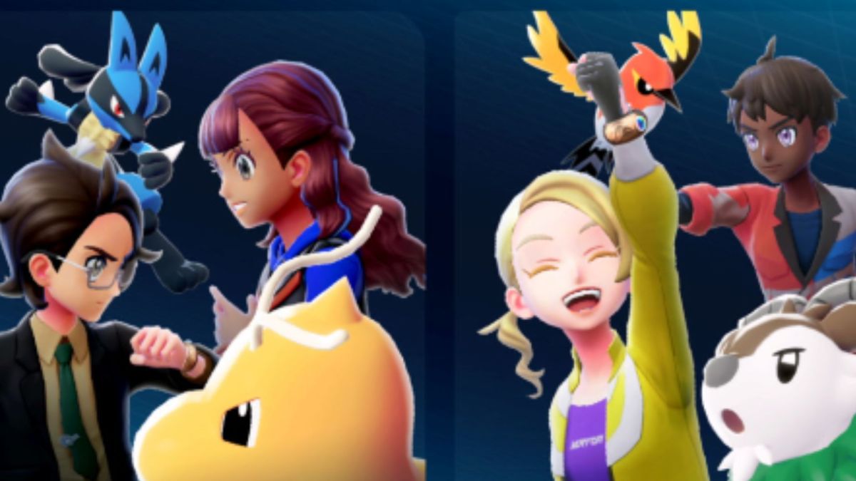 Treinadores de Pokémon com seus Pokémon na tela de recursos online do Legends: ZA