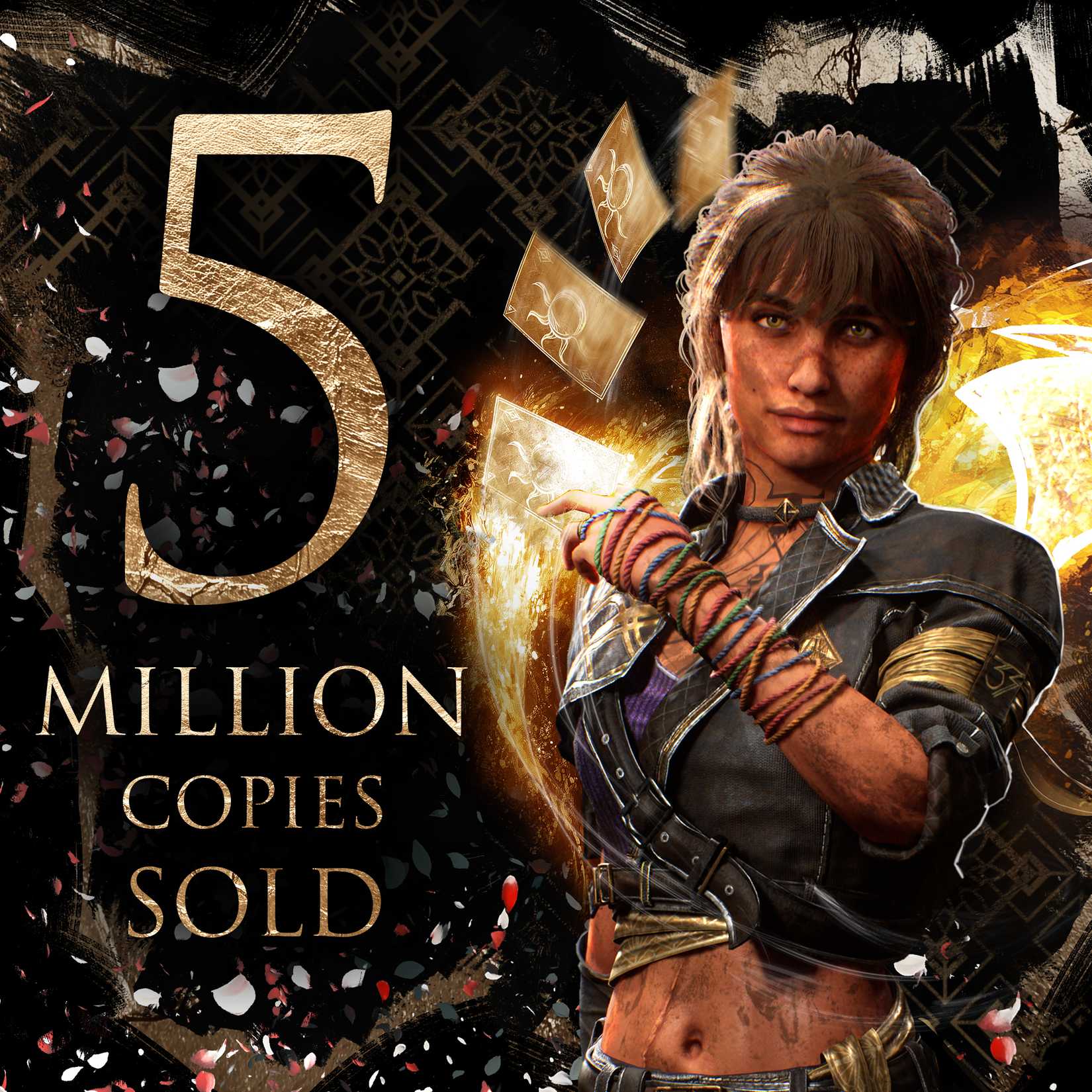 Sciel de Clair Obscur: Expedition 33 comemorando 5 milhões de vendas do jogo.