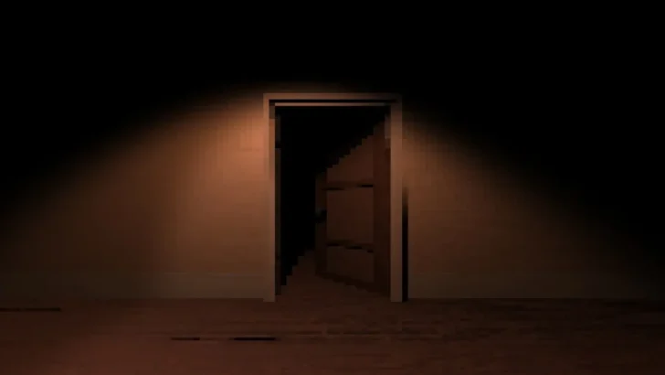 Uma porta se abrindo lentamente na rara cena de Welcome to the Dark Place