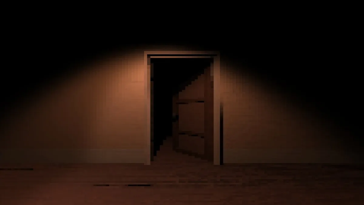Uma porta se abrindo lentamente na rara cena de Welcome to the Dark Place