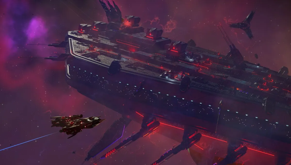 Uma enorme fragata na atualização de No Man’s Sky Breach