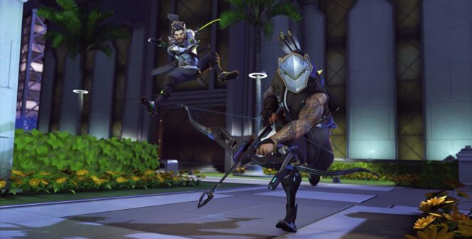 Genji usando uma máscara de Hanzo e Hanzo usando uma máscara de Genji em Overwatch 2
