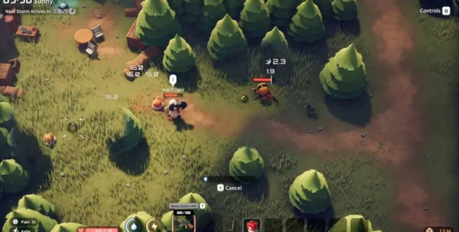 Uma luta acontecendo em uma floresta em Escape from Duckov.