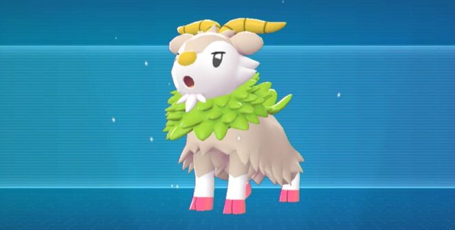 Um Skiddo brilhante na tela Pokédex em Legends ZA