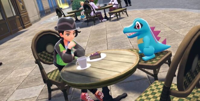 Totodile com os personagens dos jogadores em Legends ZA
