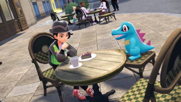 Totodile com os personagens dos jogadores em Legends ZA