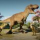 Uma família de T-Rex em Jurassic World Evolution 3