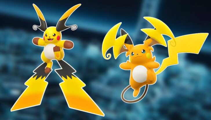 A arte principal mostra Mega Raichu X e Mega Raichu Y