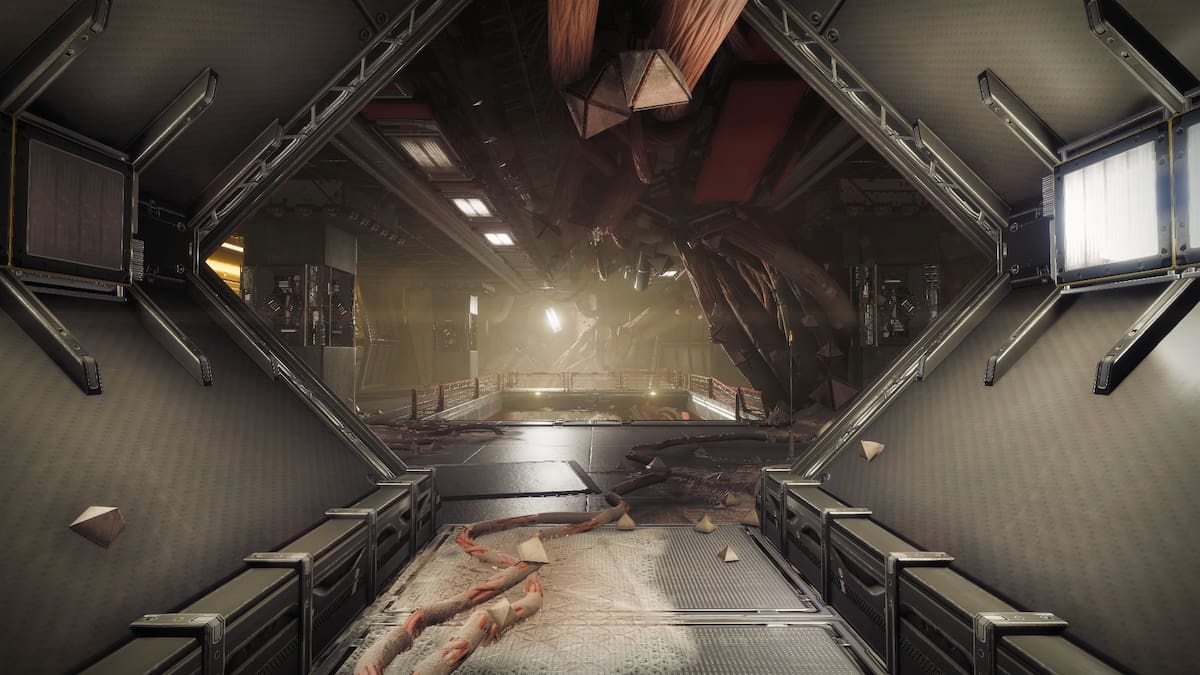 A entrada para as instalações abandonadas da SIVA no Heliostat em Destiny 2.