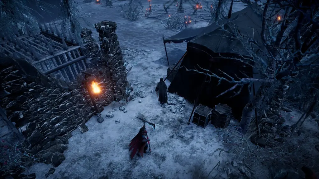 dois personagens andando na neve em V Rising